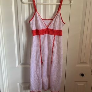 POKA DOT LINGERIE RED AND WHITE SLIP DRESS